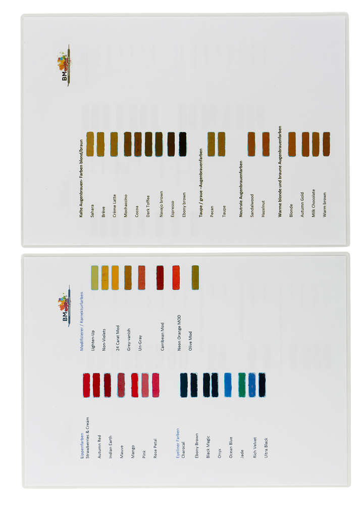 Color chart, details about the colors - free download